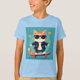Stilechte Katze beim Skateboardfahren T-Shirt