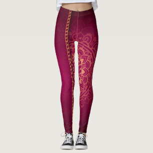 Stilechte Magenta-Gold-Leggings Leggings