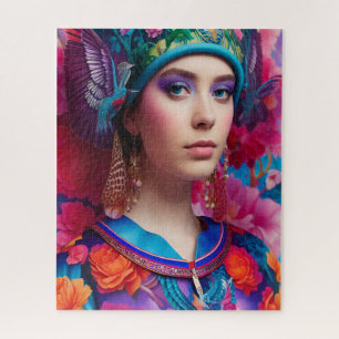 Stilechte Prinzessin mit Blumenhut Puzzle