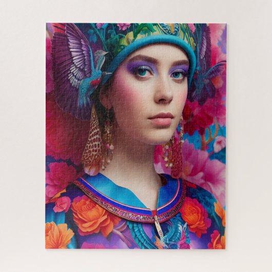 Stilechte Prinzessin mit Blumenhut Puzzle (Vertikal)