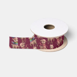 Stilechte rosa Lamas Satinband