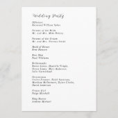 Stilechte Schwarz-Weiße Moderne Hochzeit Programm (Rückseite)