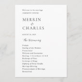 Stilechte Schwarz-Weiße Moderne Hochzeit Programm (Vorderseite)