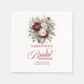 Stilechte tiefrote Blumen-Hochzeitsshower-Serviett Serviette (Vorderseite)