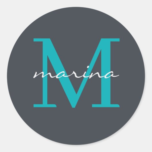 Stilelemente und personalisierte mit Monogramm Runder Aufkleber (Vorderseite)