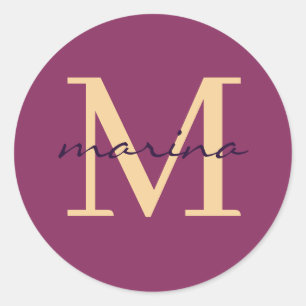 Stilelemente und personalisierte mit Monogramm Runder Aufkleber