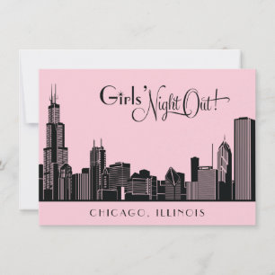 Stiles Pink Chicago Skyline Mädchenabend Einladung
