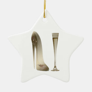 Stilett-Schuh-Absatz-Kunst und Sektkelch Keramik Ornament