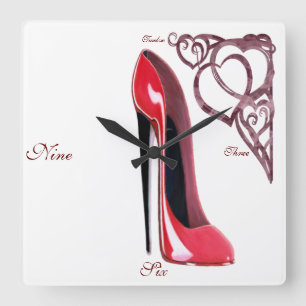Stilett-Schuh-Kunst-Uhren Quadratische Wanduhr