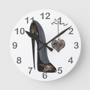 Stilett-Schuh-Kunst-Uhren Runde Wanduhr