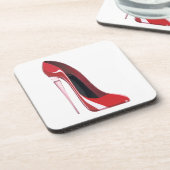 Stilett-Schuhkunst Champagne-Ferse rote Getränkeuntersetzer (Linke Seite)