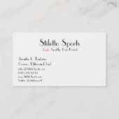 Stilett trägt Visitenkarten zur Schau Visitenkarte (Rückseite)