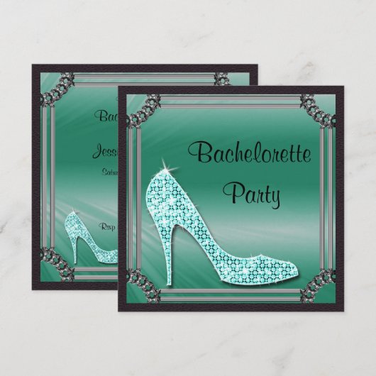 Stiletto Bachlorette Gerahmtes Stiletto Bachlorett Einladung (Vorne/Hinten)