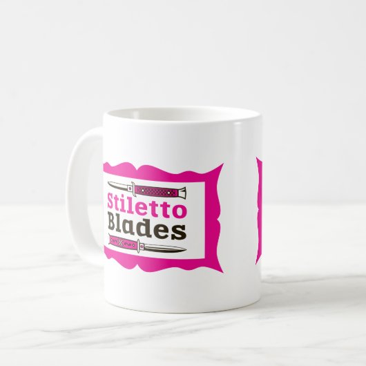 Stiletto Blades im Rahmen Kaffeetasse (Vorderseite Links)