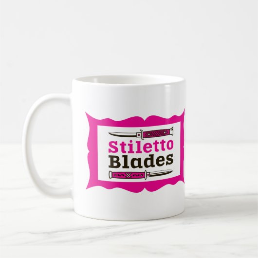Stiletto Blades im Rahmen Kaffeetasse (Links)