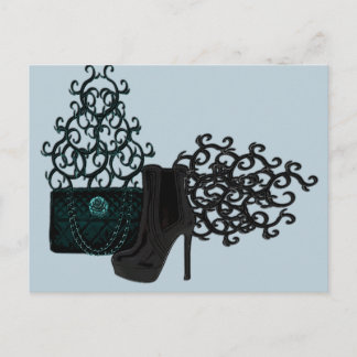 Stiletto Boot and Handbag Postkarte