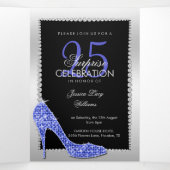 Stiletto, Foto, QR Code 25. Überraschung Geburtsta Dreifach Gefaltete Einladung (Innenseite Mitte)