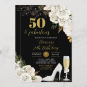 Stiletto Heelse Floral Birthday Einladung (Vorne/Hinten)