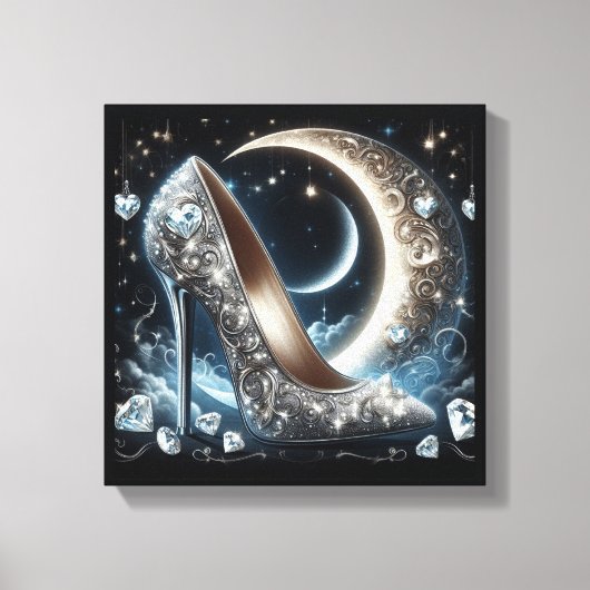Stiletto High Heels mit Crescent Moon und Diamond Leinwanddruck (Vorderseite)