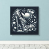 Stiletto High Heels mit Herz und Diamanten Leinwanddruck (Insitu (Holzboden))