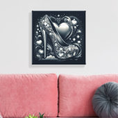Stiletto High Heels mit Herz und Diamanten Leinwanddruck (Insitu (Wohnzimmer))