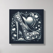 Stiletto High Heels mit Herz und Diamanten