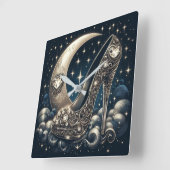 Stiletto, modern mit Crescent Moon, Quadratische Wanduhr (Winkel)