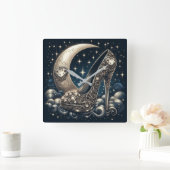 Stiletto, modern mit Crescent Moon, Quadratische Wanduhr (Zuhause)