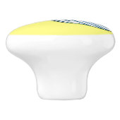 Stiletto-Pumpe, blau auf gelb Keramikknauf (Seitenansicht)