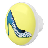 Stiletto-Pumpe, blau auf gelb Keramikknauf (Rechts)