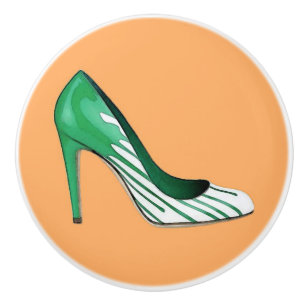 Stiletto-Pumpe, grün auf orange Keramikknauf