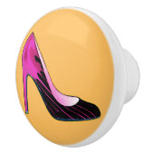 Stiletto-Pumpe, heißrosa auf orange Keramikknauf (Rechts)