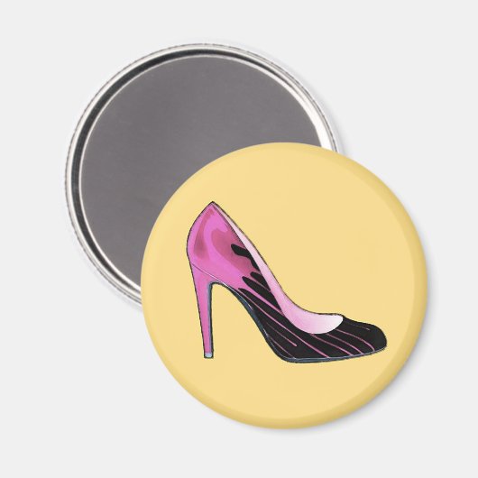 Stiletto-Pumpe, heißrosa auf orange Magnet (Vorderseite/Rückseite)