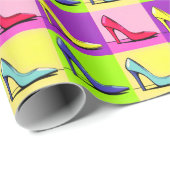 Stiletto Pumps, High Heels Pop Art Geschenkpapier (Rolleneckpunkt)