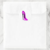 Stiletto-Schuh mit hellrosa Stiletto Runder Aufkleber (Tasche)