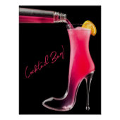 Stiletto und Cocktail-Bar-Zeichen Poster (Vorderseite)