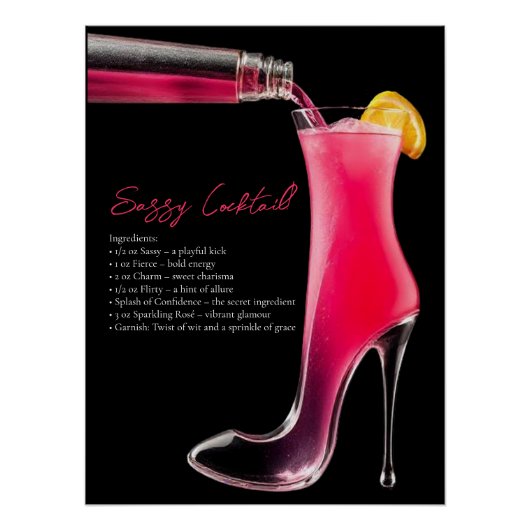Stiletto und Cocktails-Bar-Zeichen Poster (Vorderseite)