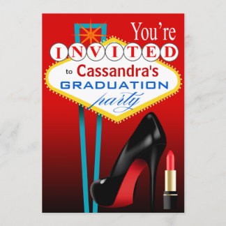 Stiletto und Lipstick Las Vegas Party rot Einladung