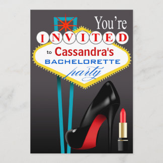 Stiletto und Lipstick Las Vegas Party schwarz Einladung