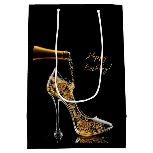 Stiletto und Sparkling Weinbeutel Mittlere Geschenktüte (Rückseite)