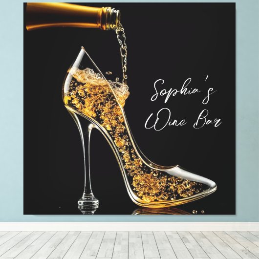 Stiletto und Sparkling Weinkultur und Bar Leinwanddruck (Insitu (Holzboden))