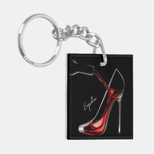 Stiletto und Wine High Heel Schlüsselanhänger (Vorderseite links)