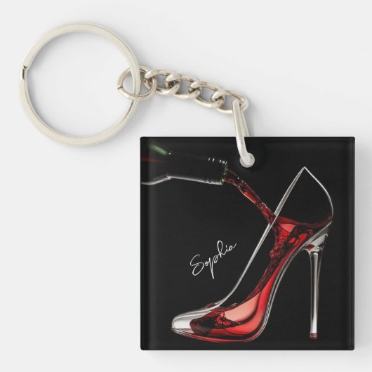 Stiletto und Wine High Heel Schlüsselanhänger (Vorderseite)