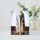Stiletto Wedding Shoe Fügen Sie Ihr Foto Dankeschö Postkarte (Stehend Vorderseite)