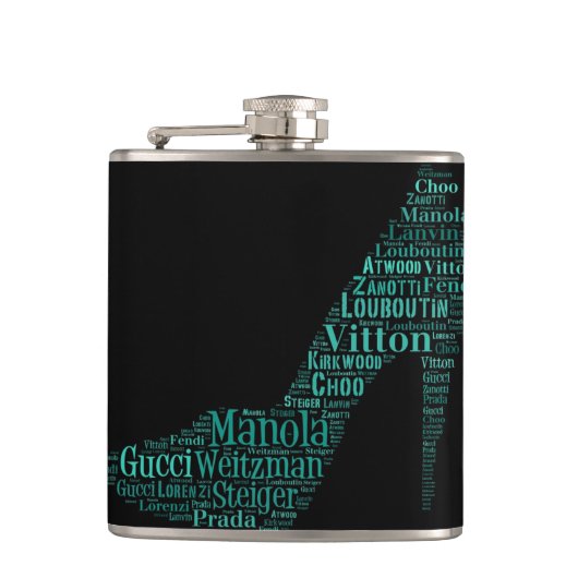 Stiletto Word Art Aquamarin Flask Flachmann (Vorderseite)