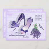 Stilettos and Lilacs Bridesmaid Request Card Einladung (Vorne/Hinten)
