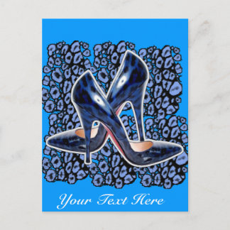 Stiletto's Blue Cat Spots Postkarte