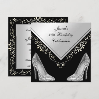 Stilettos & Decorative Wirbel 40. Geburtstag Einladung