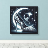Stilettos, Diamanten, Mond, Sterne und Herzen Leinwanddruck (Insitu (Holzboden))