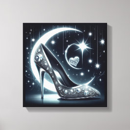 Stilettos, Diamanten, Mond, Sterne und Herzen Leinwanddruck